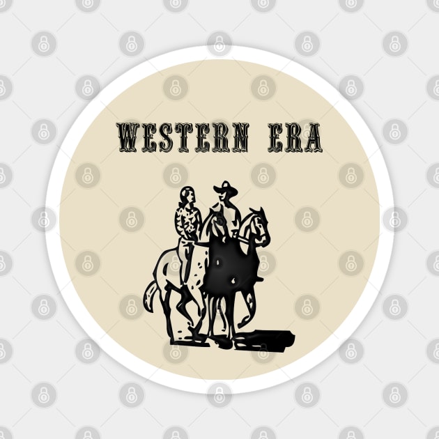 Western Era - Cowboy and Cowgirl on Horseback Magnet by The Black Panther